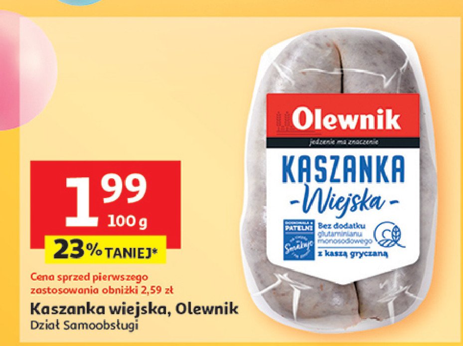 Kaszanka wiejska Olewnik promocja w Auchan