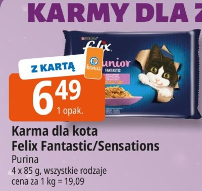 Karma dla kota Felix Fantastic/Sensations Purina promocja w Leclerc
