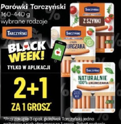 Parówki Tarczyński wybrane rodzaje promocja w Delikatesy Centrum