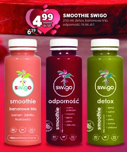 Smoothie bananowe trio Swigo promocja w Stokrotka