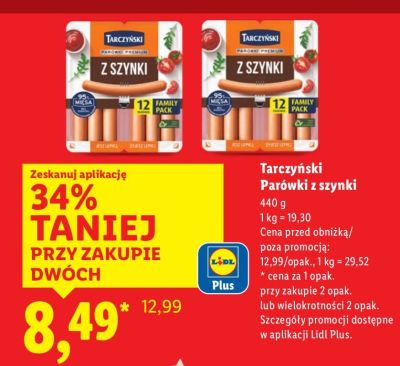 Parówki z szynki promocja w Lidl