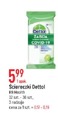 Chusteczki do czyszczenia powierzchni antybakteryjne zielone Dettol promocja