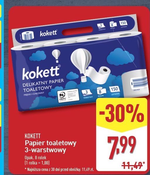 Papier toaletowy Kokett promocja w Aldi