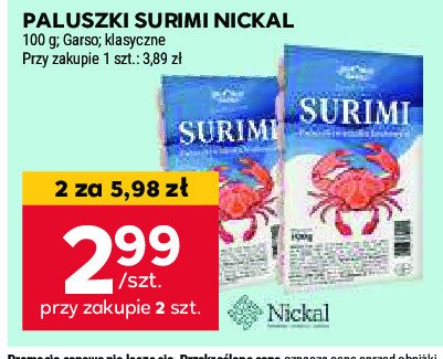 Paluszki surimi o smaku krabowym Nickal promocja