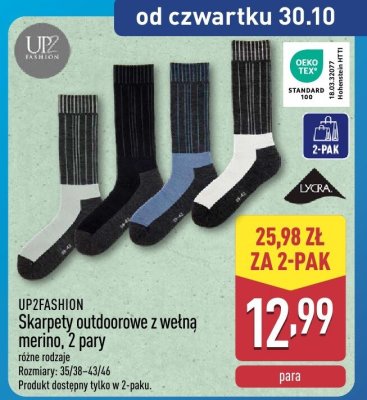 Skarpety outdoorowe z wełną merino różne rodzaje UP2FASHION promocja w Aldi