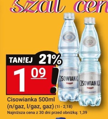 Cisowianka 500ml (n/gaz, l/gaz, gaz) promocja w Hitpol