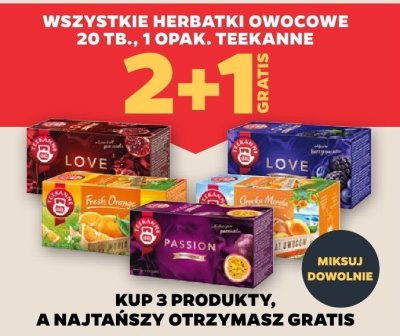 Wszystkie herbatki owocowe 20 tb. Teekanne, różne smaki 2+1 GRATIS promocja w Netto