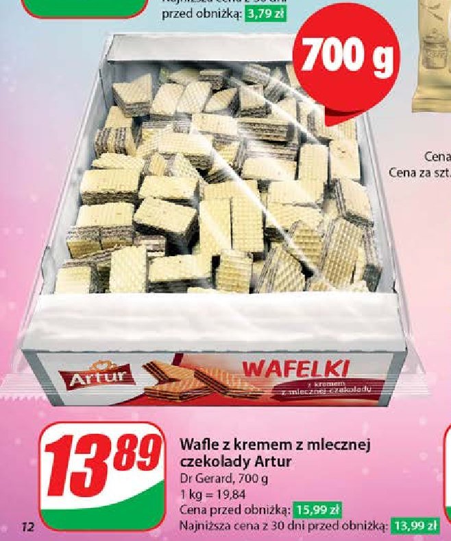 Wafelki z kremem z mlecznej czekolady Artur promocja