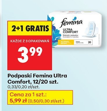 Podpaski Femina Ultra Comfort, 12/20 szt. promocja w Biedronka
