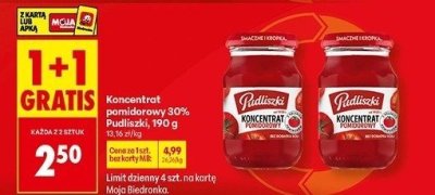Koncentrat pomidorowy 30% Pudliszki promocja w Biedronka