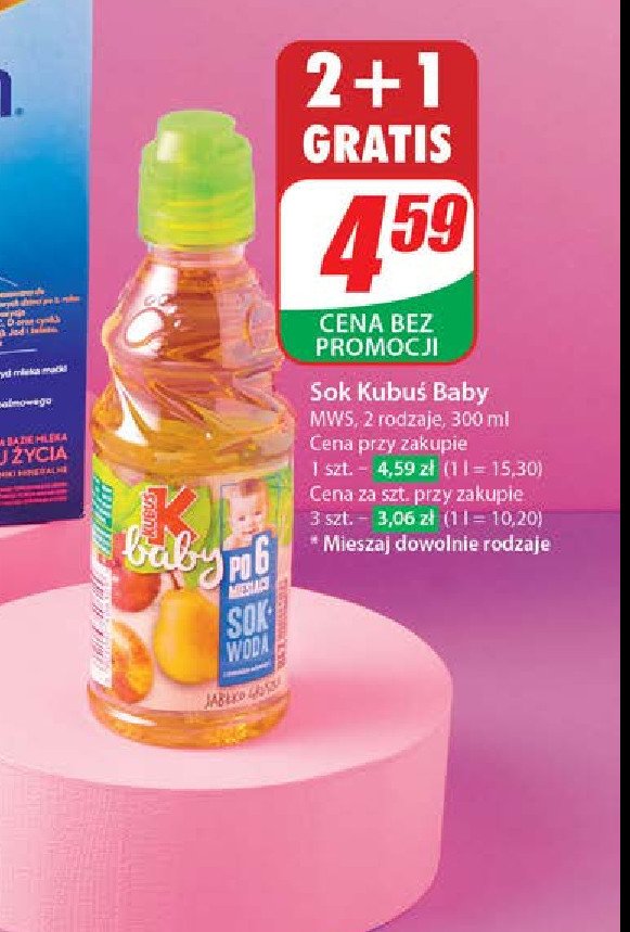 Sok + woda jab艂ko-gruszka Kubu艣 baby promocja