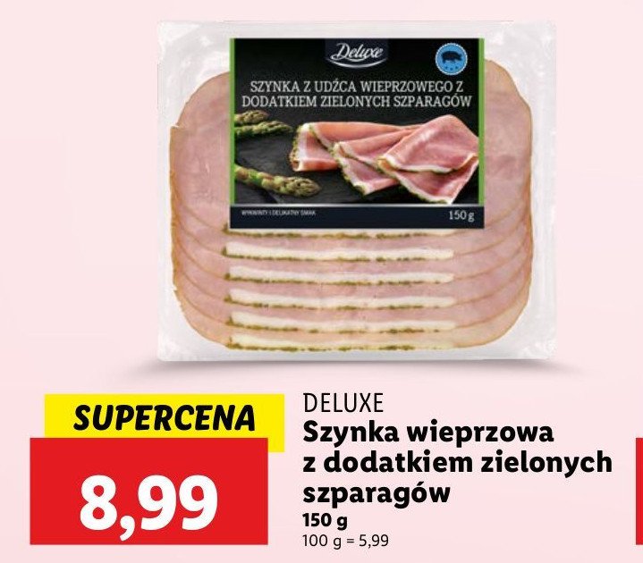 Szynka wieprzowa z dodatkiem zielonych szparagów Deluxe promocja w Lidl