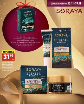 Zestaw SORAYA Eliksir młodości przeciwzmarszczkowy krem pod oczy i na powieki 15 ml, regenerujący krem do twarzy na dzień i na noc 50 ml promocja w Biedronka