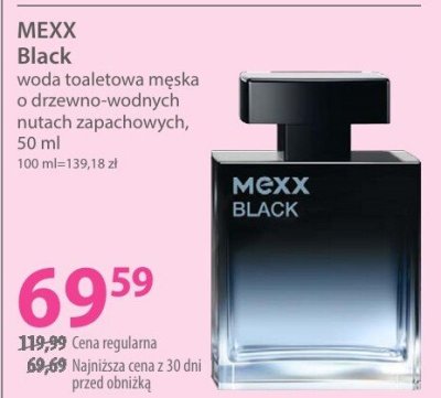 Perfumy MEXX Black woda toaletowa męska o drzewno-wodnych nutach zapachowych promocja w Hebe