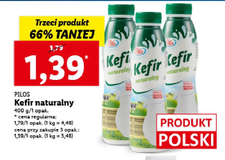 Kefir naturalny 1.5 % Pilos promocje