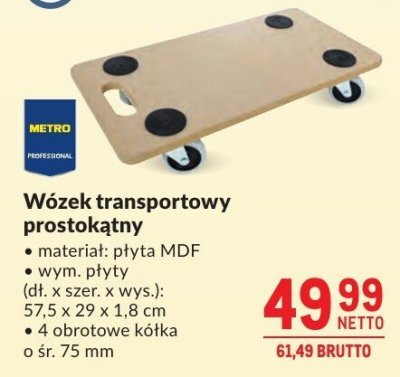 Wózek transportowy prostokątny Metro Professional promocja w Makro