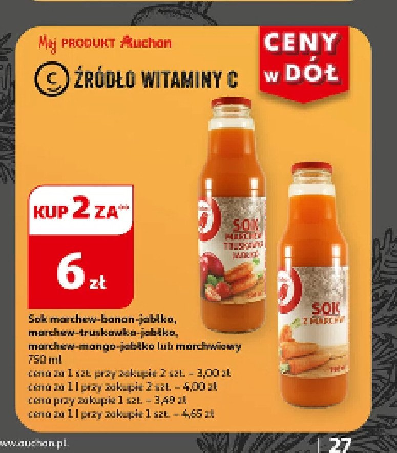 Sok marchew banan jabłko Auchan promocja