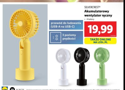 Wentylator akumulatorowy ręczny Silvercrest promocja