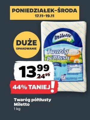 Twaróg półtłusty Miletto promocja w Netto
