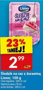 Śledzie na raz z żurawiną Lisner, 100 g promocja w Twój Market