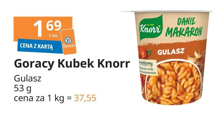 Makaron gulasz Knorr danie promocja