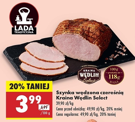 Szynka wędzona czereśnią Kraina wędlin select promocja w Biedronka