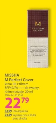 MISSHA M Perfect Cover krem BB z filtrem SPF42/PA+++ do twarzy różne rodzaje 20 ml promocja w Hebe