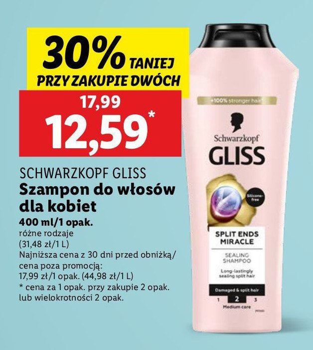 Szampon do włosów spajający końcówki Gliss kur hair repair split ends miracle promocja