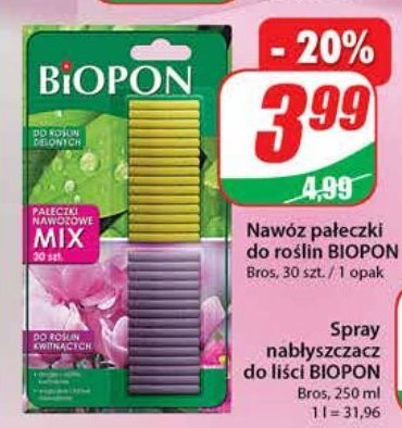 Pałeczki nawozowe do roślin zielonych Biopon promocja