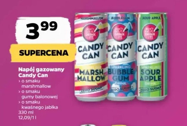 Napój gazowany o smaku gumy balonowej Candy can promocja