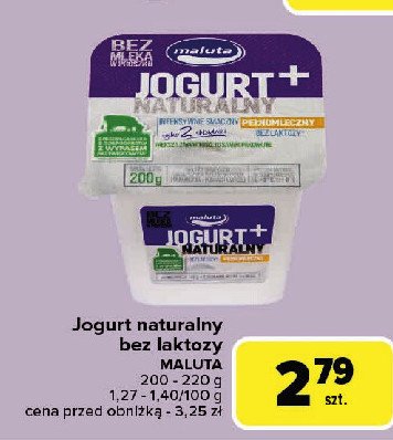 Jogurt naturalny bez laktozy Maluta promocja w Carrefour