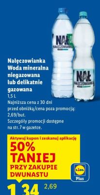 Woda Nałęczowianka mineralna niegazowana lub delikatnie gazowana promocja w Lidl