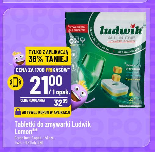 Tabletki do zmywarek lemon Ludwik all in one promocja w POLOmarket