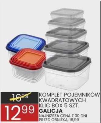 Pojemniki kwadratowe Klic Box 5 szt. - komplet promocja w Wafelek