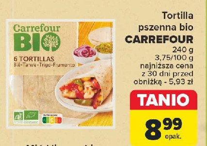 Tortilla pszenna Carrefour bio promocja w Carrefour