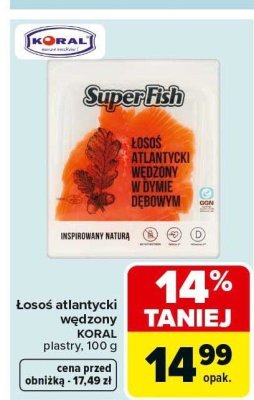 Łosoś atlantycki wędzony KORAL SuperFish promocja w Carrefour Market