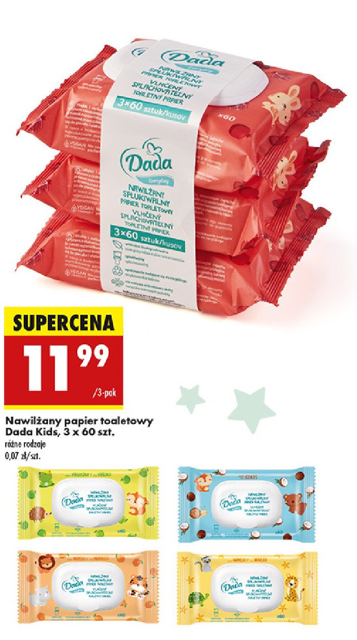 Papier toaletowy nawilżany kokos Dada promocja w Biedronka