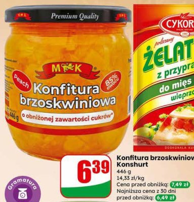 Konfitura brzoskwiniowa Konshurt 446 g promocja w Dino
