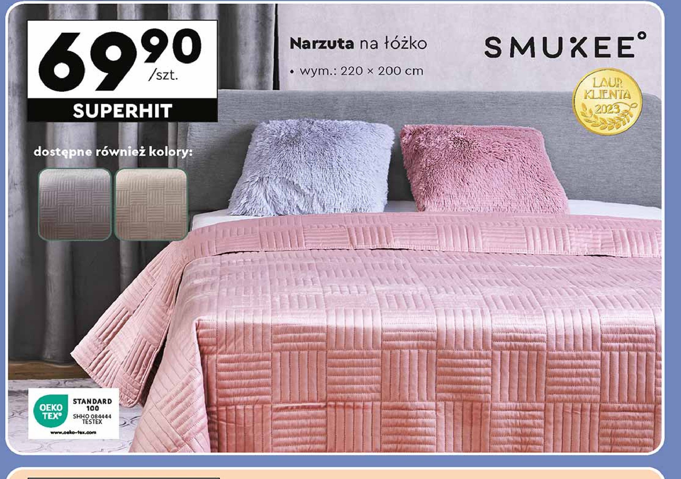 Narzuta na łóżko 220 x 200 cm Smukee home promocja