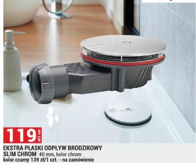 Odpływ brodzikowy Slim Chrom 40 mm, kolor chrom, kolor czarny 139 zł / 1 szt. promocja w Merkury Market