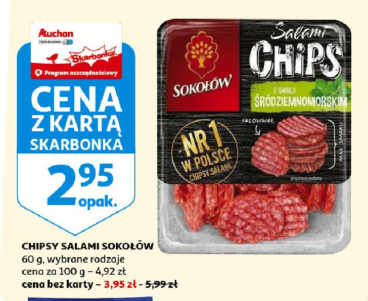 Salami chips z ziołami śródziemnomorskimi Sokołów salami chips promocja
