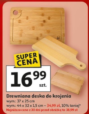 Drewniana deska do krojenia wym.: 37 x 25 cm promocja w Auchan