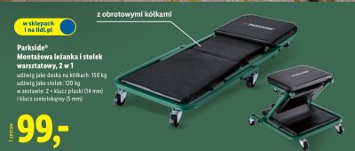 Montażowa leżanka i stołek warsztatowy Parkside 2 w 1 promocja w Lidl