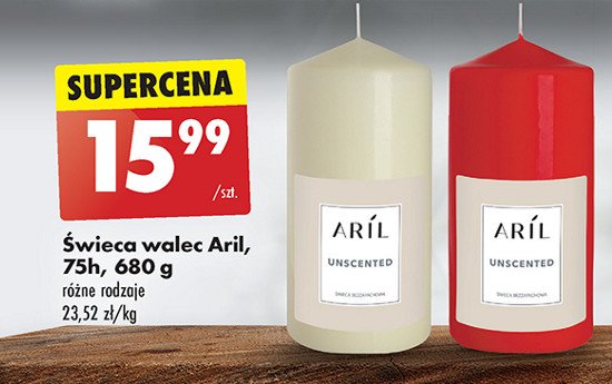 Świeca walec czerwona 680 g Aril promocja