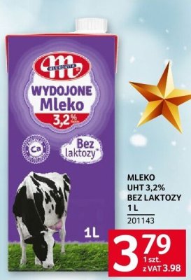 Mleko UHT 3,2% bez laktozy Mlekovita 1 l promocja w Selgros