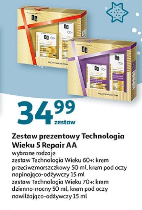 Zestaw w pudełku technologia wieku 5repair: dzienny krem przeciwzmarszczkowy 60+ złota kuracja 50ml + nocny krem regenerująco-odbudowujący 60+ złota kuracja 50ml Aa zestaw promocja
