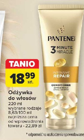 Odżywka 3 minute miracle intensive repair Pantene pro-v promocja w Carrefour