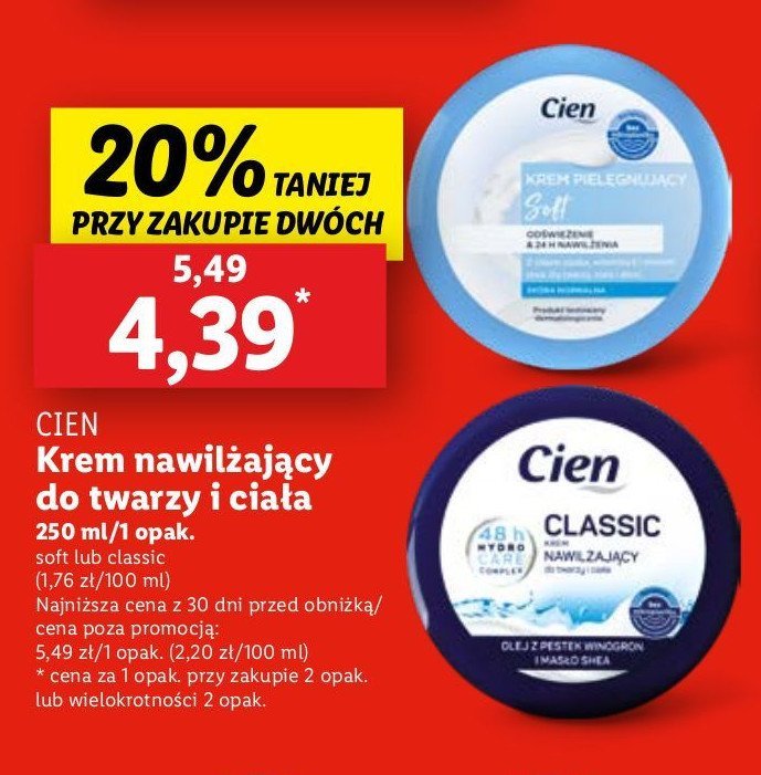 Krem nawilżający soft Cien promocja