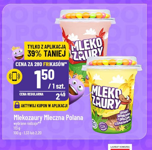 Jogurt waniliowy z drażami czekoladowymi Mleczna polana mlekozaur promocja