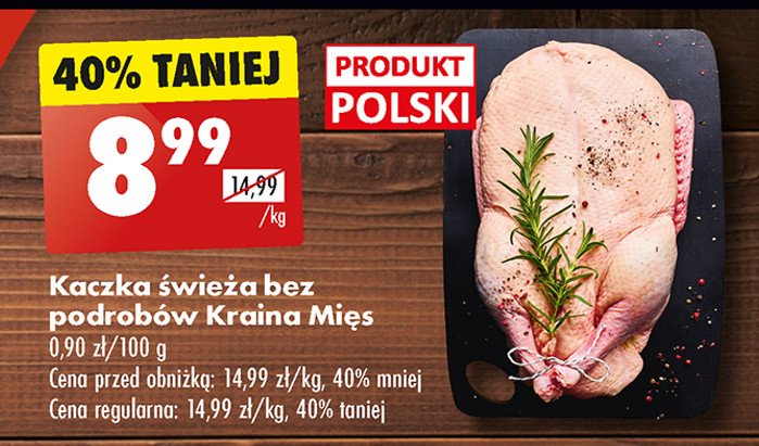 Kaczka świeża bez podrobów Kraina mięs promocja w Biedronka